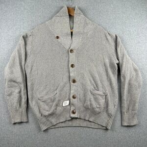 Five Four Cardigan Mens XL Gray Shawl Collar Button-Down Waffle Knit Sweater